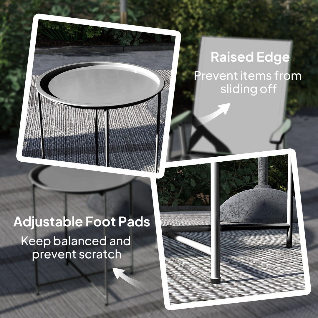 Steel Removable Tray Top Garden Table - Black