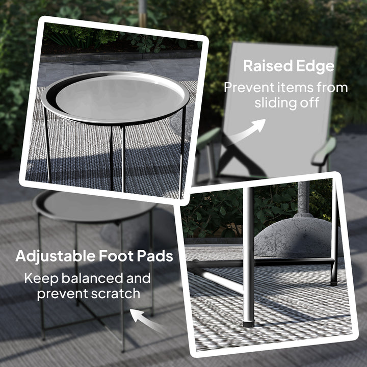 Steel Removable Tray Top Garden Table - Black