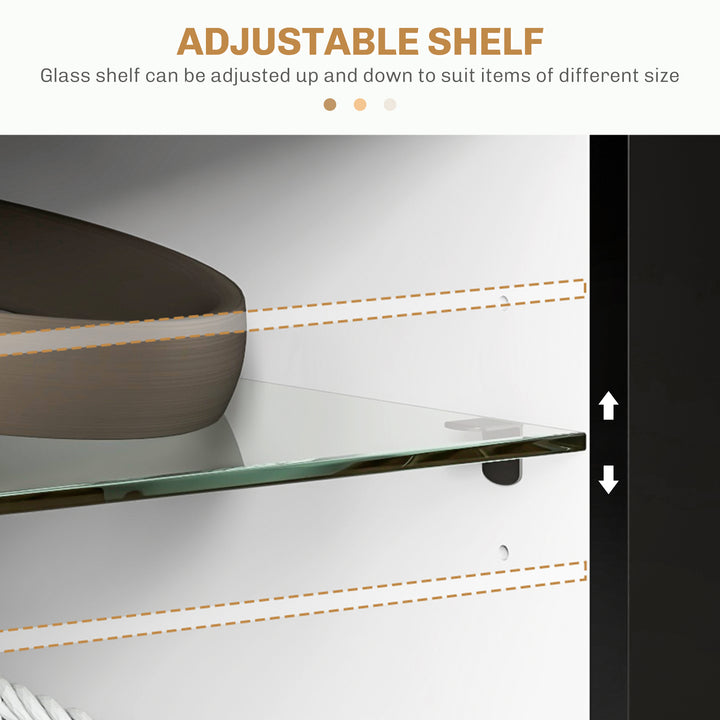 Multi-Shelf TV Cabinet, with Adjustable LED Lights - Black