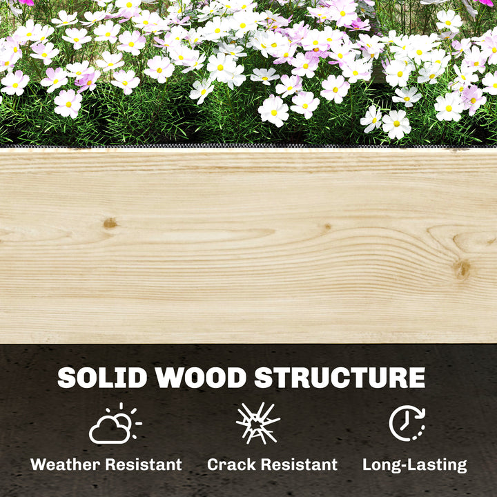 Raised Garden Bed 2-Tier Stepped Design Planter Box with Trellis for C