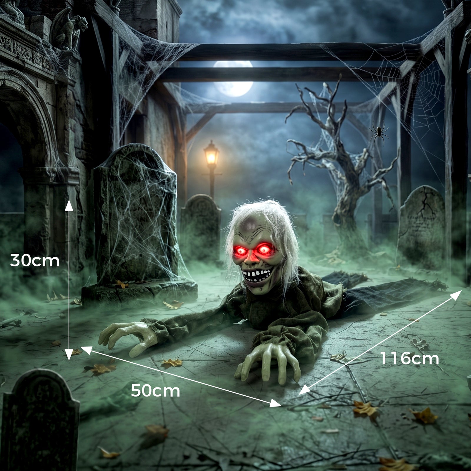 Halloween Decoration Halloween Animatronic Crawling Zombie with Light-
