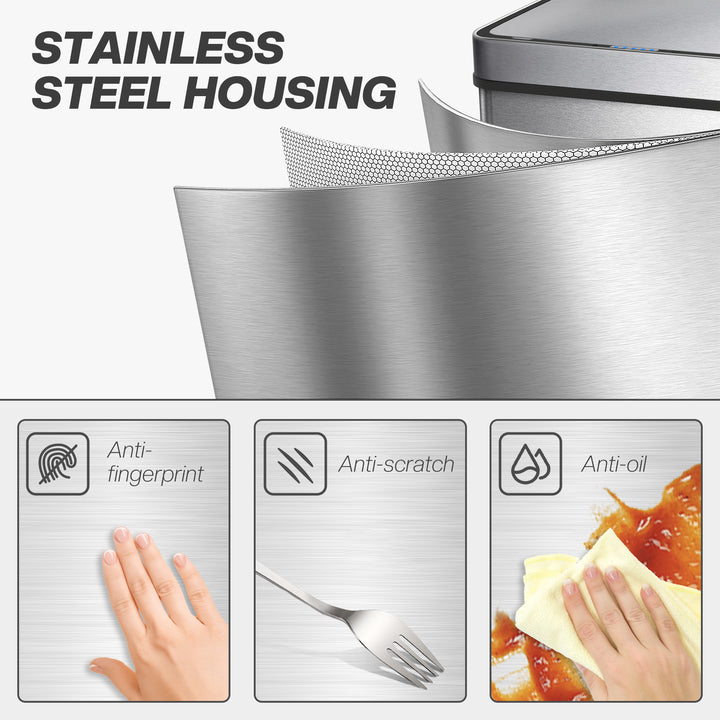 50 L Sensor Can, Sensor Bin with Soft-Close Lid, Fingerprint-Proof Sta