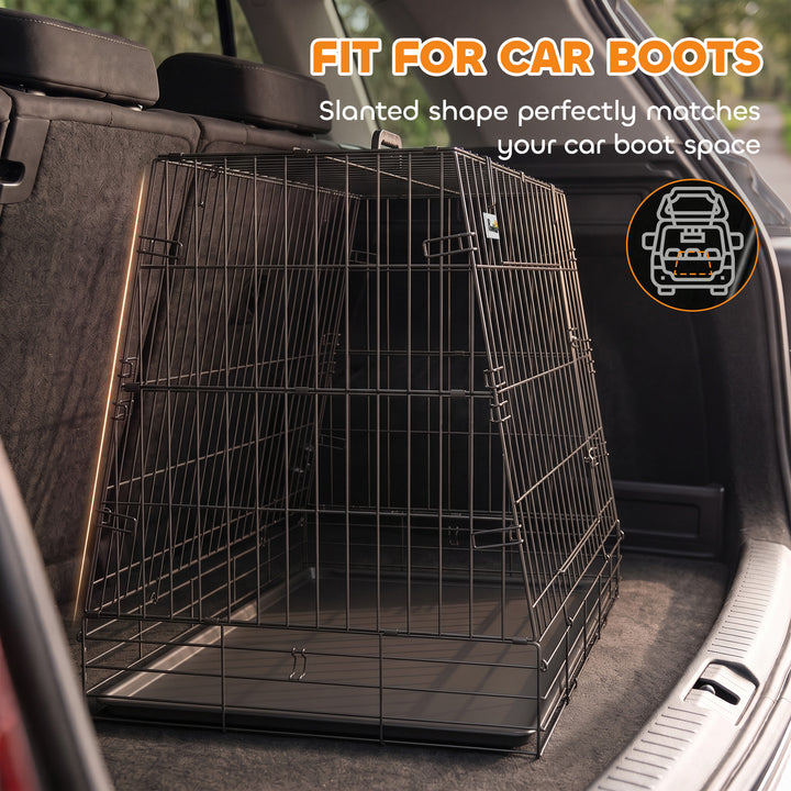 35"(90 cm) Car Dog Crate Medium Large Collapsible Slanted Travel Dog C