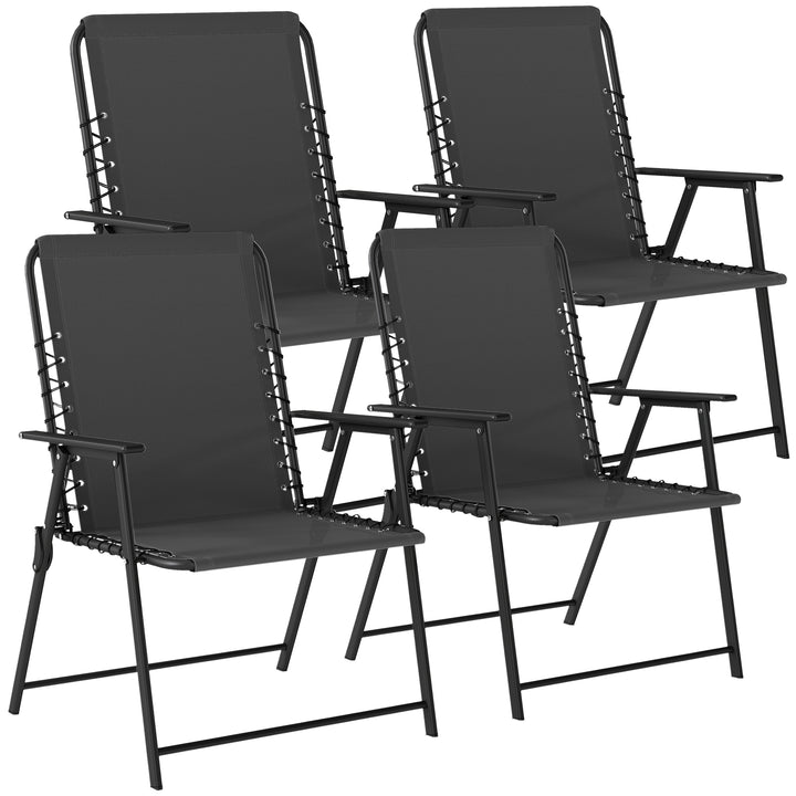 Folding Garden Chairs Set of 4, Outdoor Dining Chairs with Wide Textel