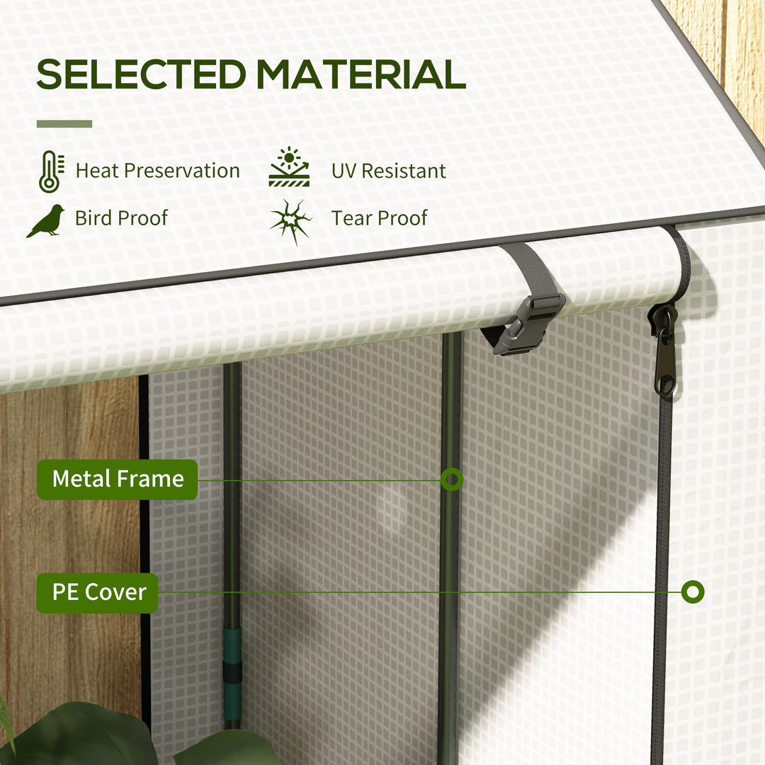 Mini Greenhouse with 4 Wire Shelves, Portable Tomato Greenhouse, Upgraded Garden Grow House for Plants with Roll Up Door and Vents, 100 x 80 x 150cm, White