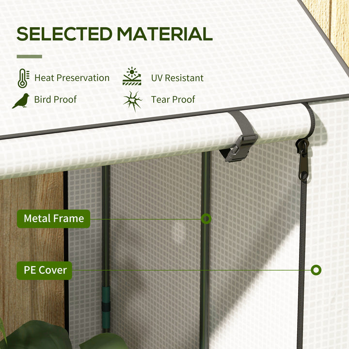 Mini Greenhouse with 4 Wire Shelves, Portable Tomato Greenhouse, Upgraded Garden Grow House for Plants with Roll Up Door and Vents, 100 x 80 x 150cm, White