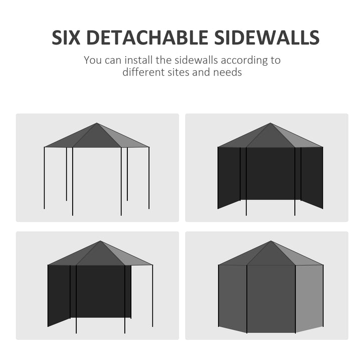 4 m Party Tent Wedding Gazebo Outdoor Waterproof PE Canopy Shade with 6 Removable Side Walls