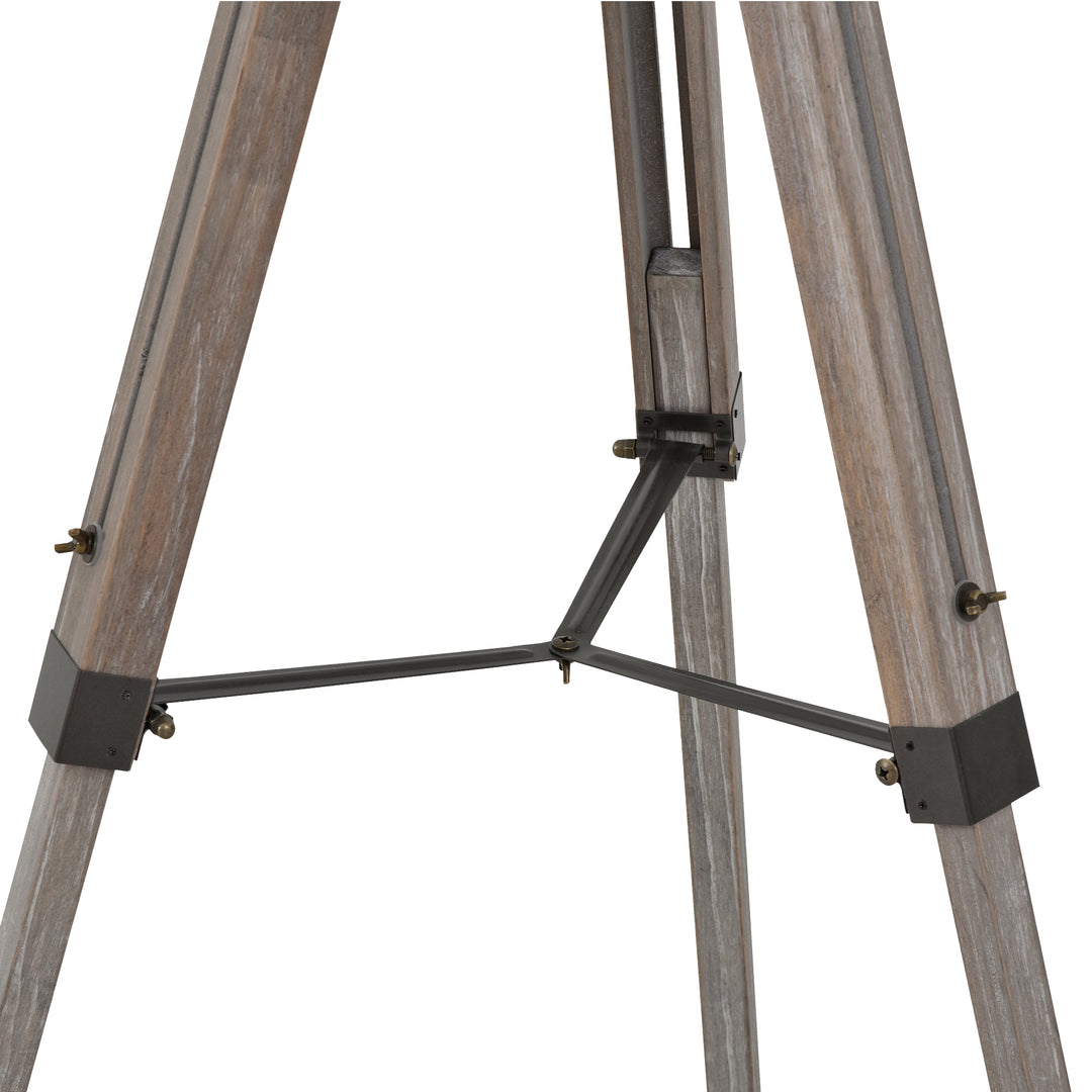 MCL Floor Lamp with Adjustable Tripod for Living Room Bedroom, Vintage Spotlight Reading Lamp with Wood Legs, 115-155cm, Grey