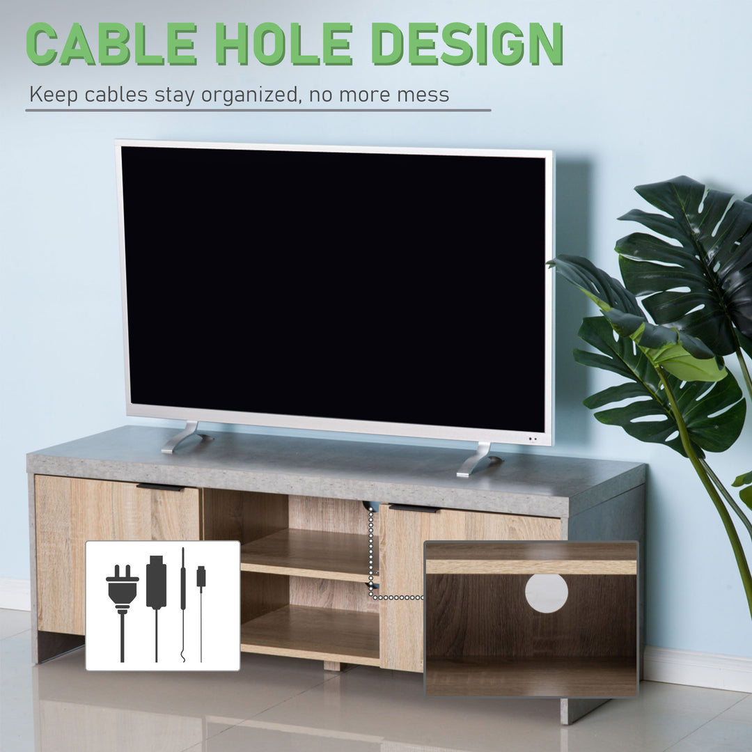 TV Stand for TV up to 55", 2 Doors TV Cabinet with Open Shelves, TV Unit TV Table for Living Room Bedroom Entertainment Room, 120L x 40W x 44H, Grey