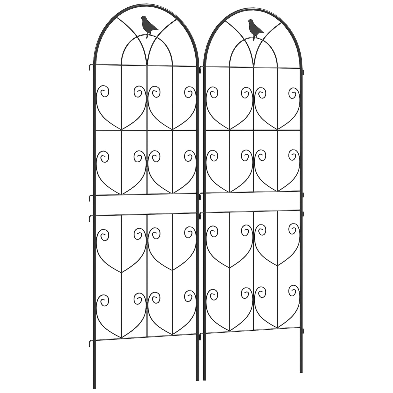 Set of 2 Garden Trellis, Metal Fence Panels for Climbing Outdoor Plants, Flowers, 150 x 50cm