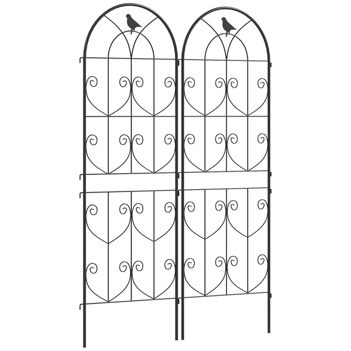 Set of 2 Garden Trellis, Metal Fence Panels for Climbing Outdoor Plants, Flowers, 150 x 50cm