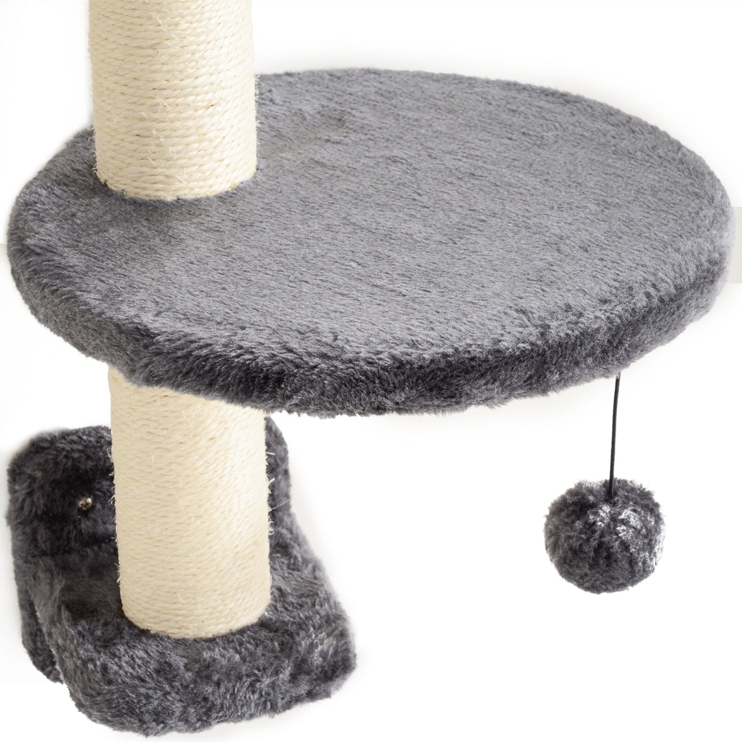 Four-Piece Cat Wall Furniture, with Hammock, Ladder, Platforms, Steps, for Indoor Use - Dark Grey