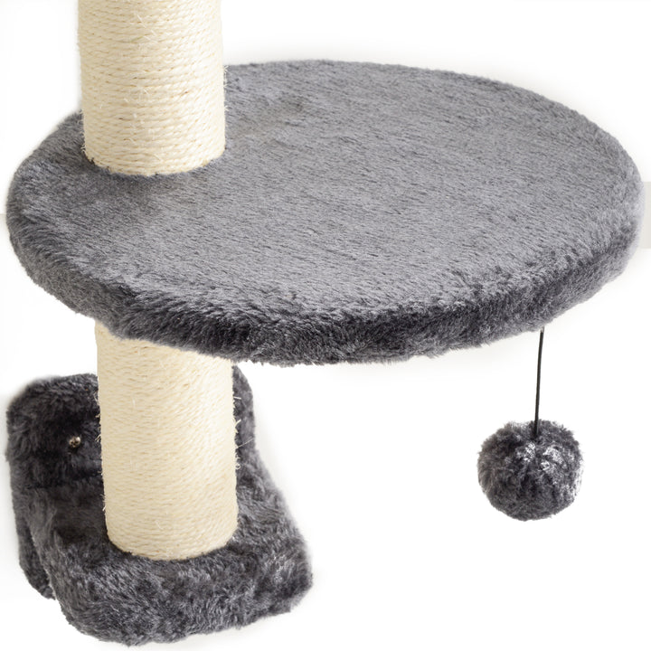 Four-Piece Cat Wall Furniture, with Hammock, Ladder, Platforms, Steps, for Indoor Use - Dark Grey