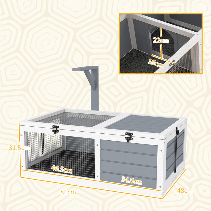 Wooden Tortoise Enclosure, Tortoise House w/ Lamp Holder, for Outdoor, Indoor, Light Grey