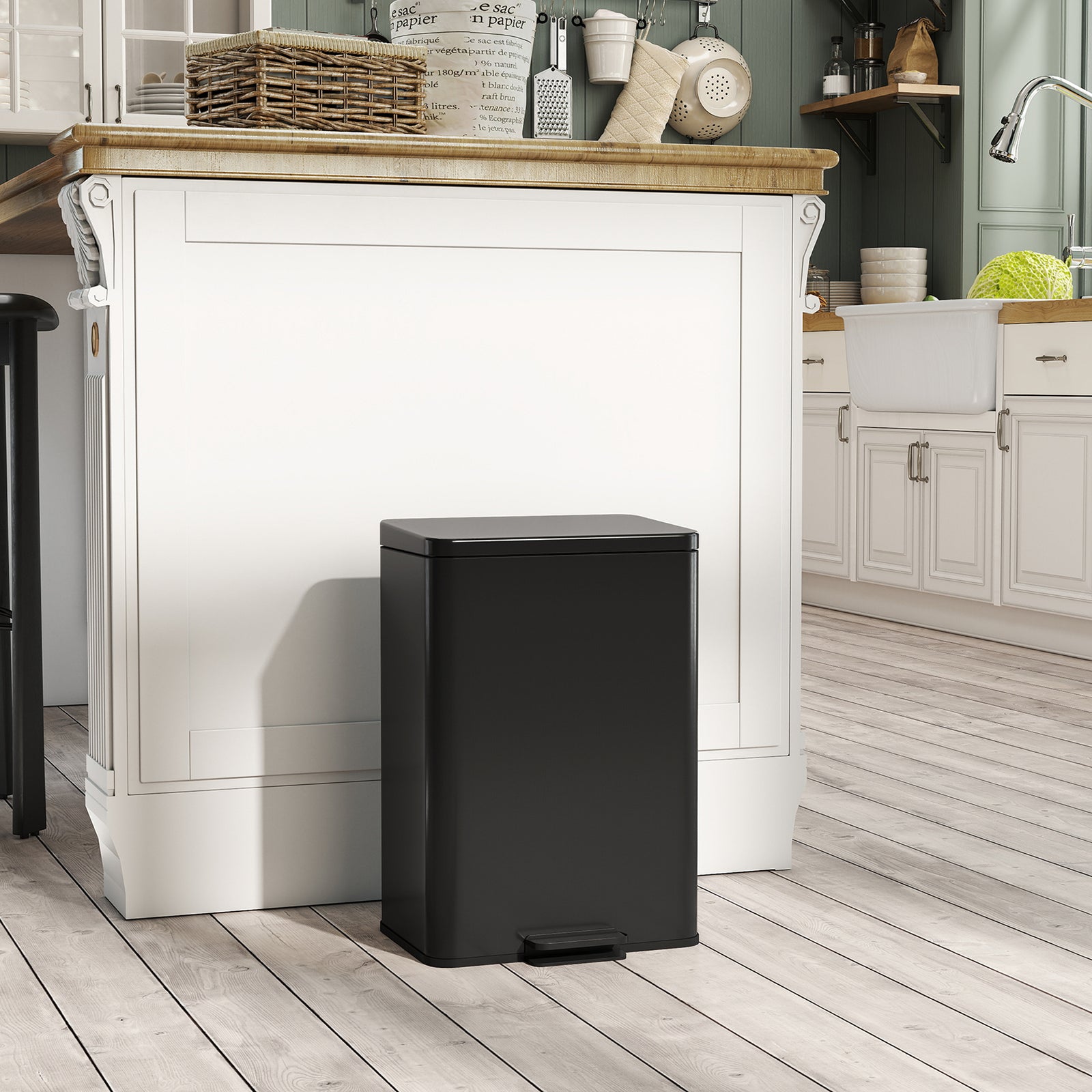 20L Kitchen Bin with Soft-Close Lid and Stay-Open Function, Stainless 