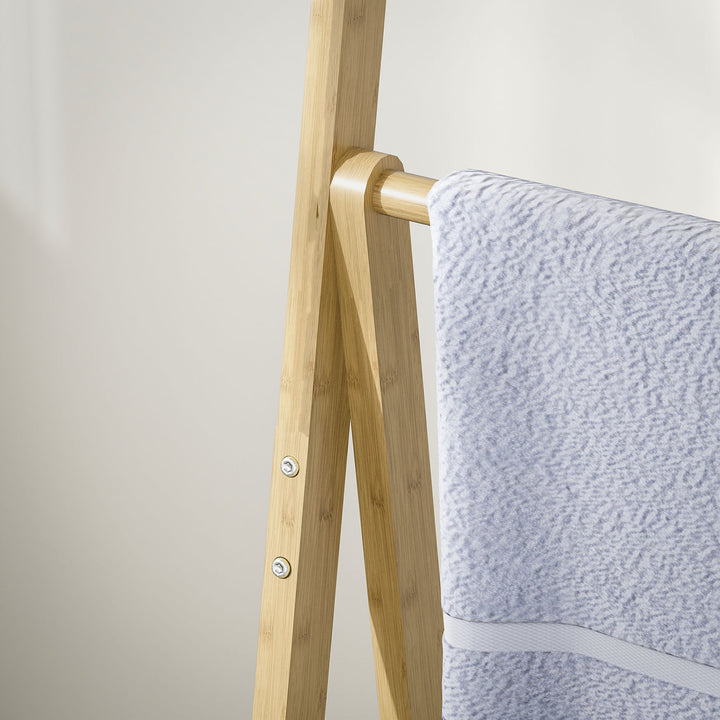 Three-Shelf Bamboo Storage Unit, with Towel Racks - Natural Finish
