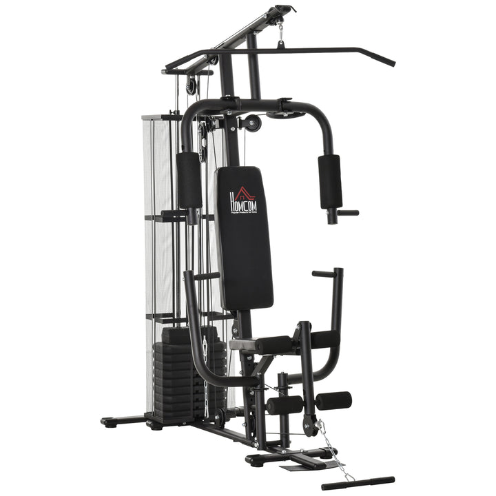 HOMCOM Multifunction Home Gym System Weight Training Exercise Workout Station Fitness Strength Machine for Body Training Black