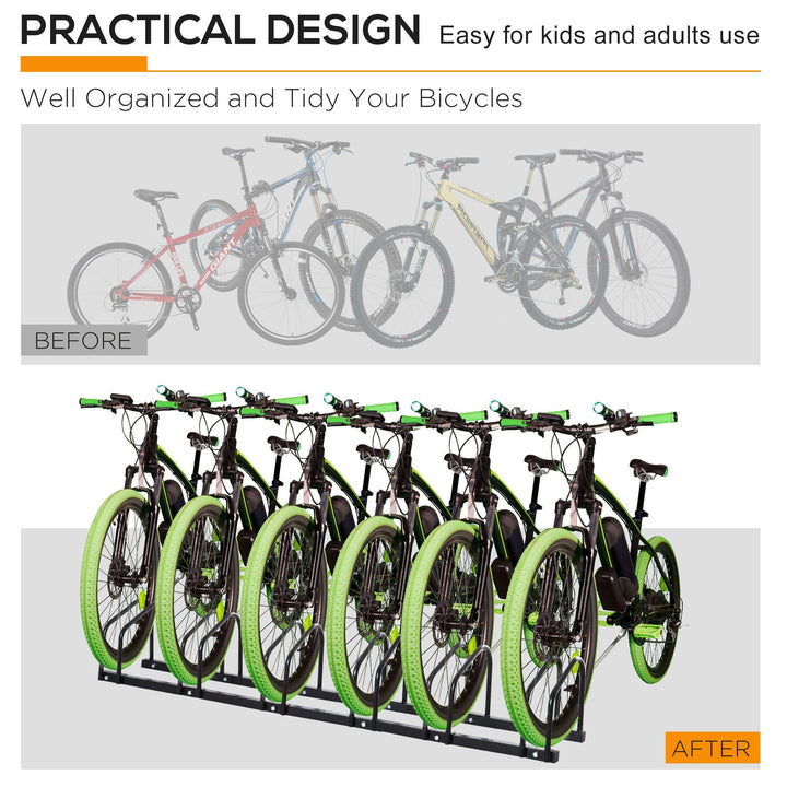 MCL Bike Stand Parking Rack Floor or Wall Mount Bicycle Cycle Storage Locking Stand 179L x 33W x 27H (6 Racks, Black)