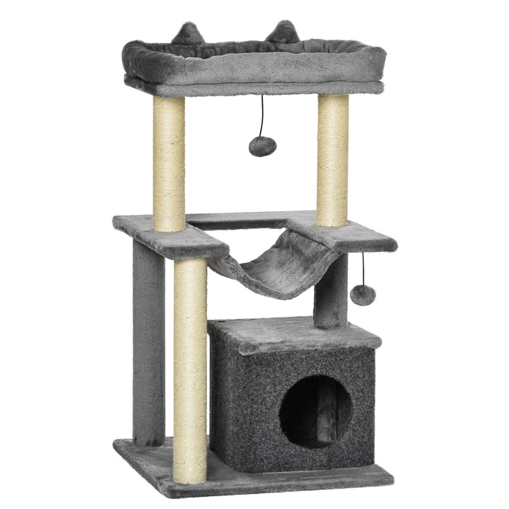 Cat Tree, 90cm Cat Tower with Sisal Scratching Posts, Cat Condo, Hammo