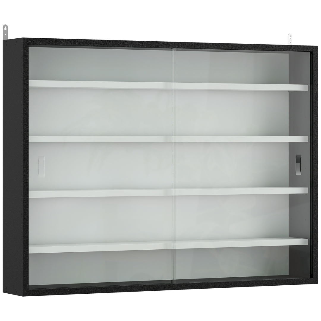 5-Tier Wall Display Cabinet, Wall Mounted Display Case w/ 4 Adjustable