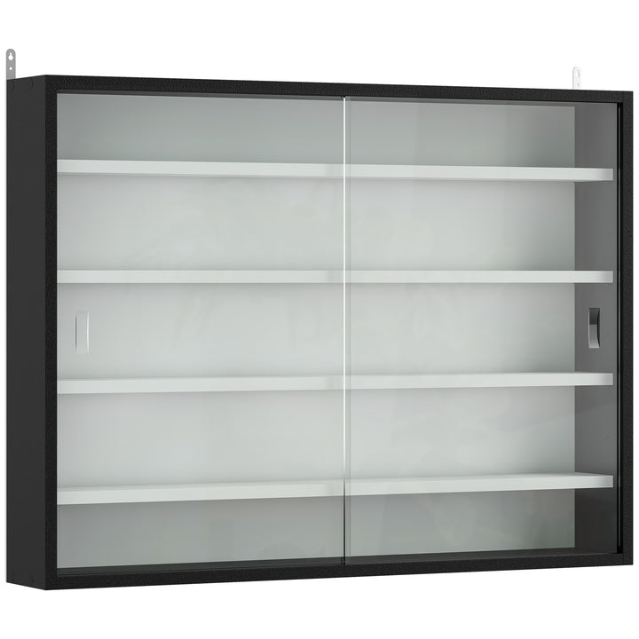 5-Tier Wall Display Cabinet, Wall Mounted Display Case w/ 4 Adjustable