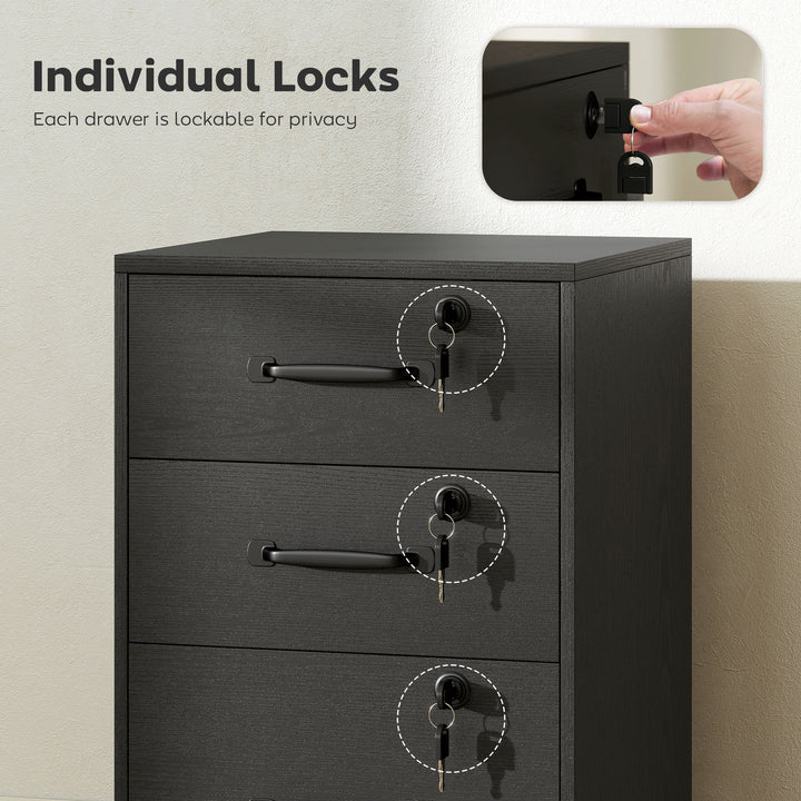 Three Drawer Wood-Effect Filing Cabinet