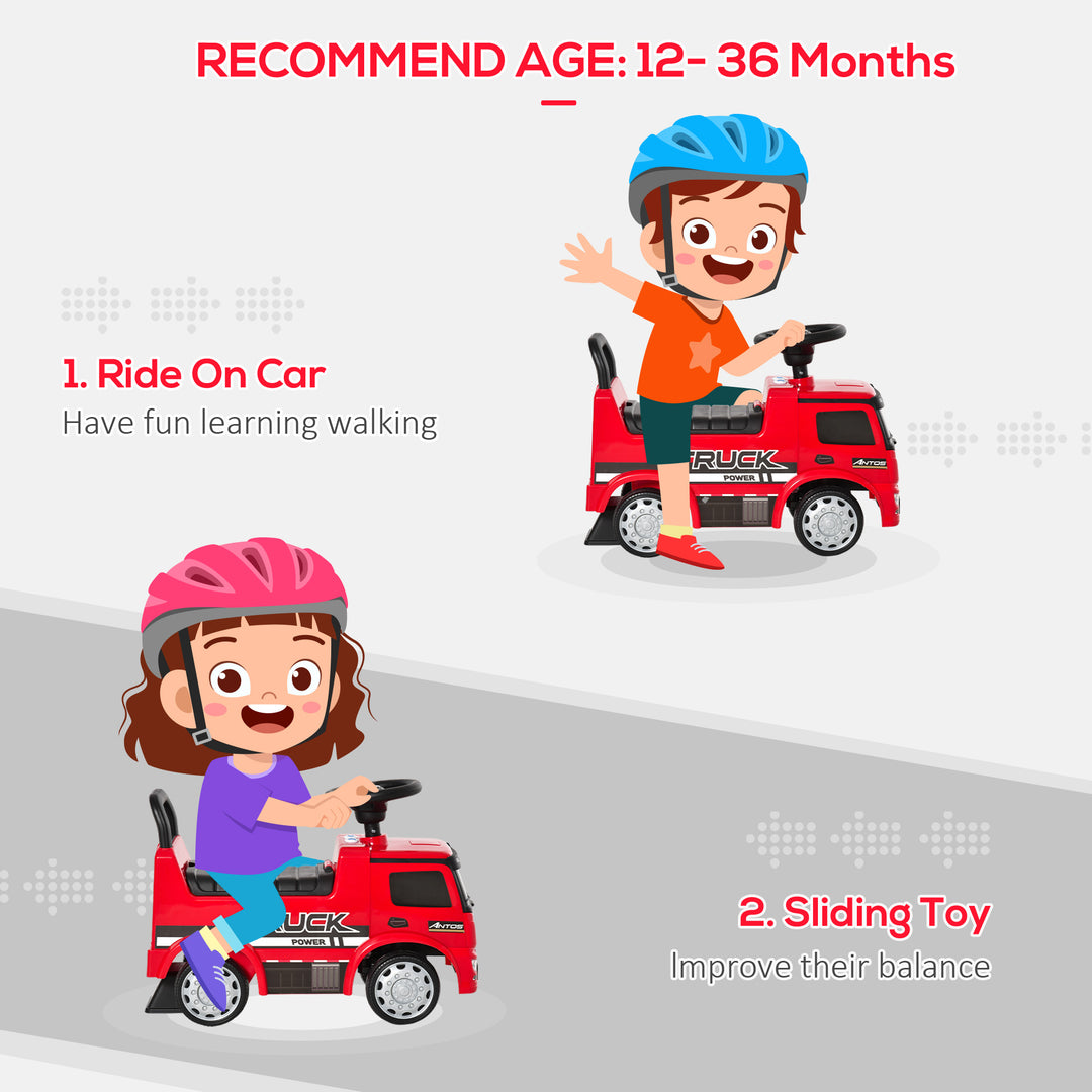 MCL Compatible Kids Ride On Car Truck Mercedes Benz Licensed Toddler Foot To Floor Slider w/Under Seat Storage for 12 - 36 Months Red