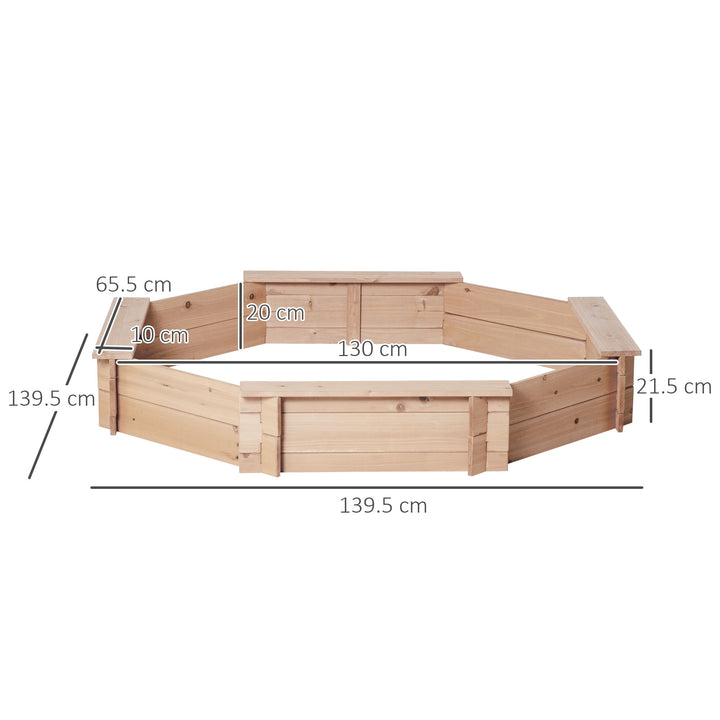 Kids Wooden Sand Pit Children Sandbox with Cover Outdoor Playset for Backyard for 3-8 years 139.5 x 139.5 x 21.5 cm
