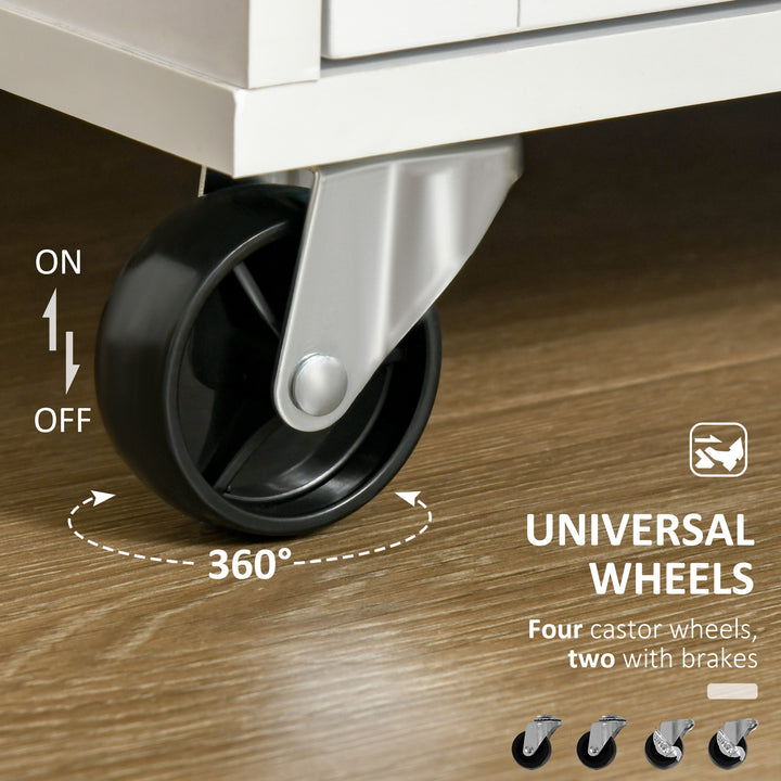 Kitchen Island Utility Cart, with 2 Storage Drawers & Cabinets for Dining Room, White