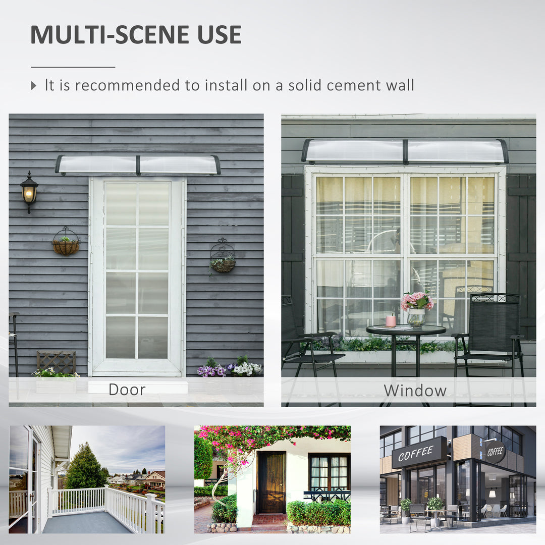 Front Door Canopy, Outdoor Awning, 200 x 96cm Rain Shelter for Window, Porch and Front/Back Door, Clear