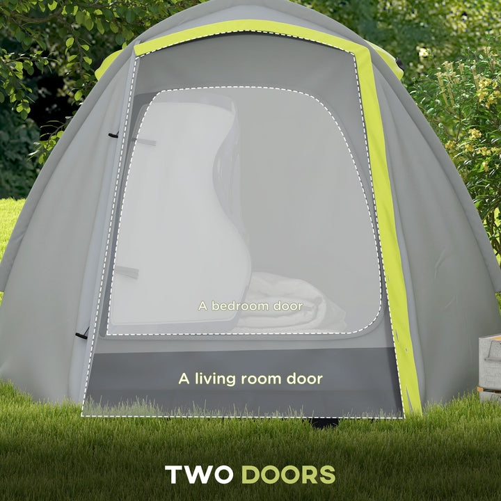 Two-Man Dome Tent, with Front Porch and Accessories - Yellow/Grey