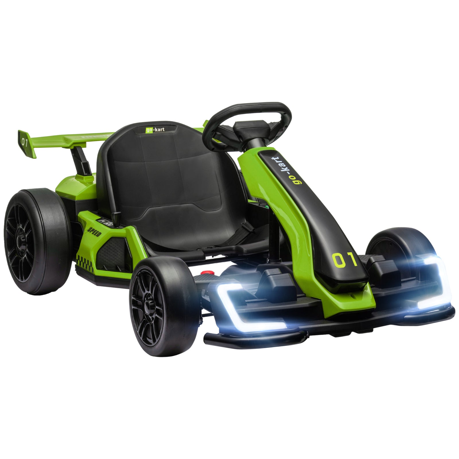 24V Electric Go Kart for Kids with Adjustable Seat for 6-12 Years, Green