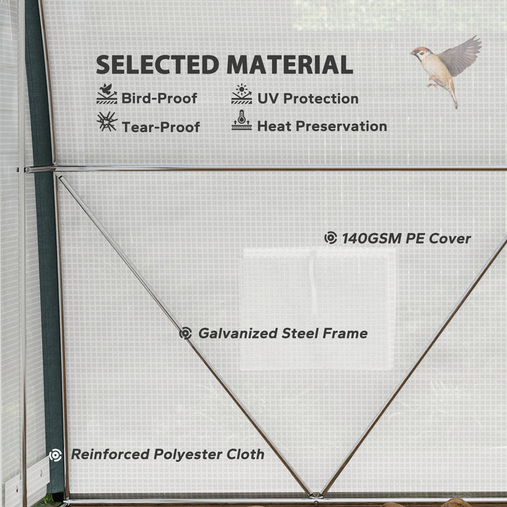 3 x 2(m) Walk-In Tunnel Greenhouse, with Accessories - White
