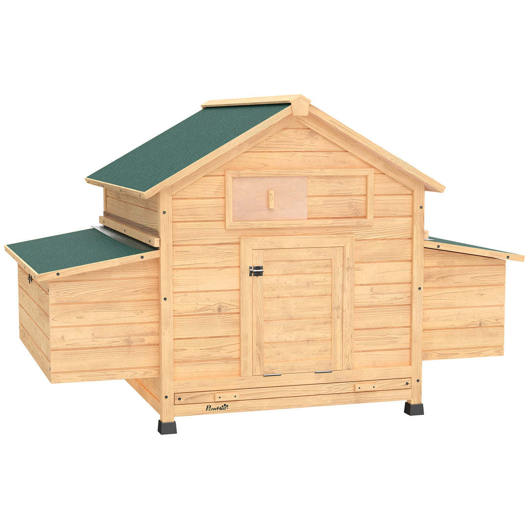 Chicken Coop, Wooden Outdoor Hen House with Nesting Box, Openable Wate