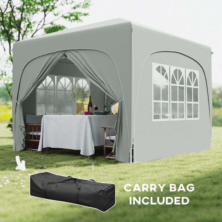 3 x 3m Pop-Up Gazebo Shelter, with Accessories - Light Grey