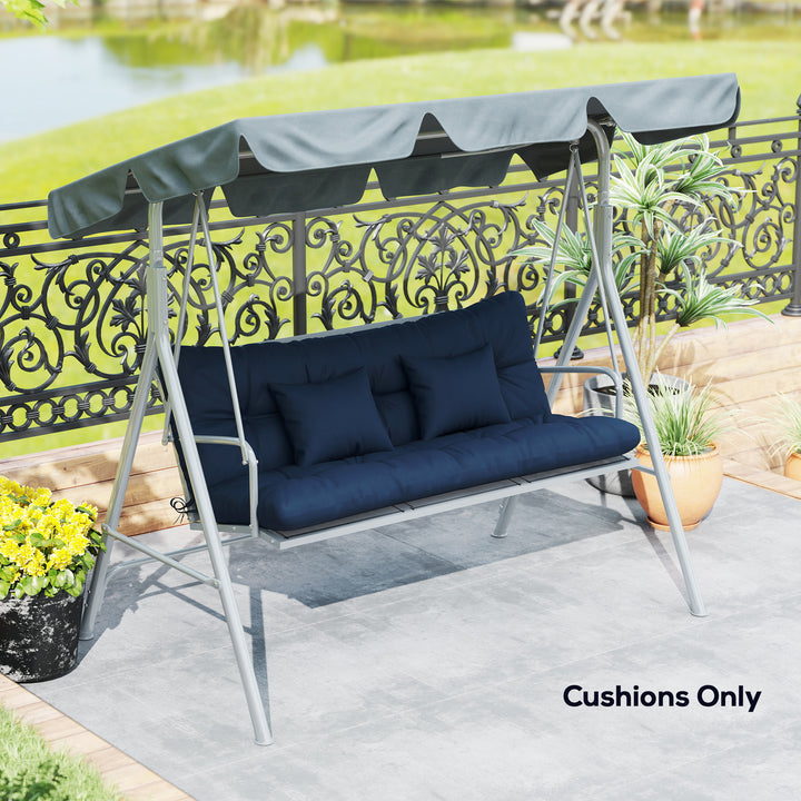 Outdoor Seat Cushions Back Cushion with 2 Pillows, Water Repellent Sea