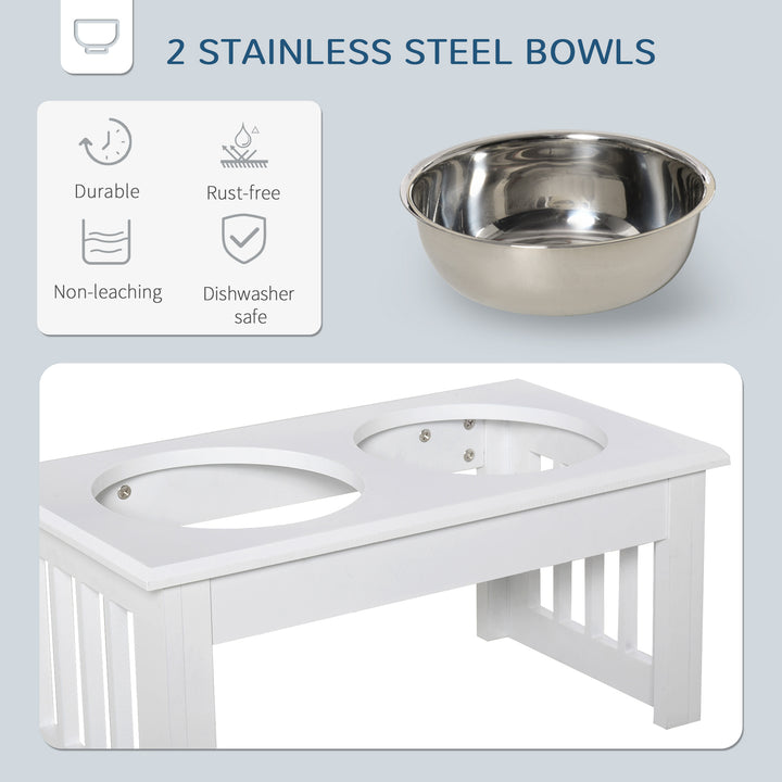 MCL Raised Dog Feeding Bowls with Stand, Stainless Steel for  Extra Small and Small Dog, 44L x 24W x 15H cm - White