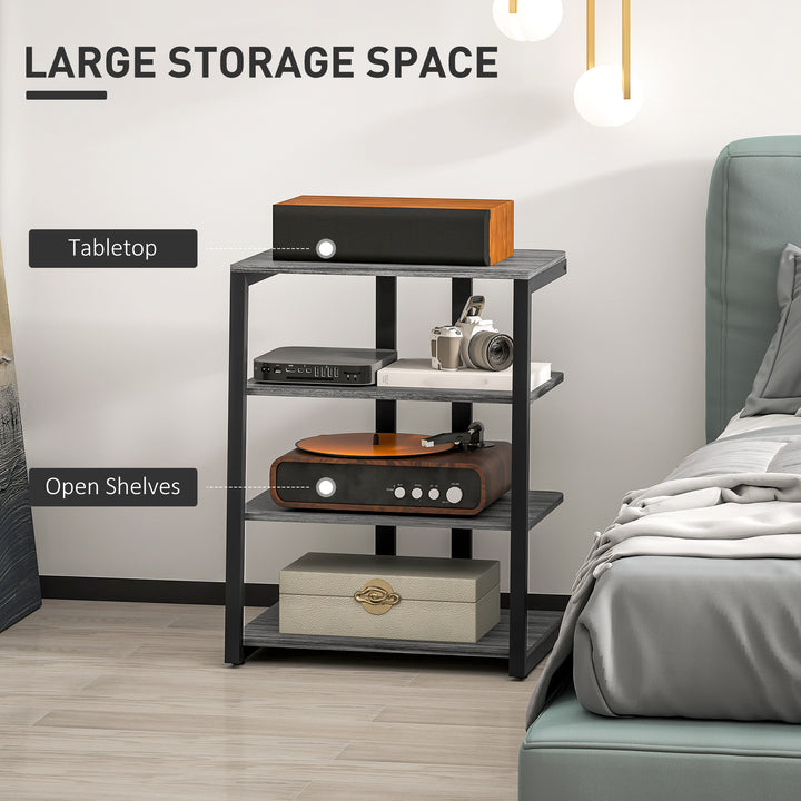 HiFi Stand, with Four Storage Shelves - Dark Grey
