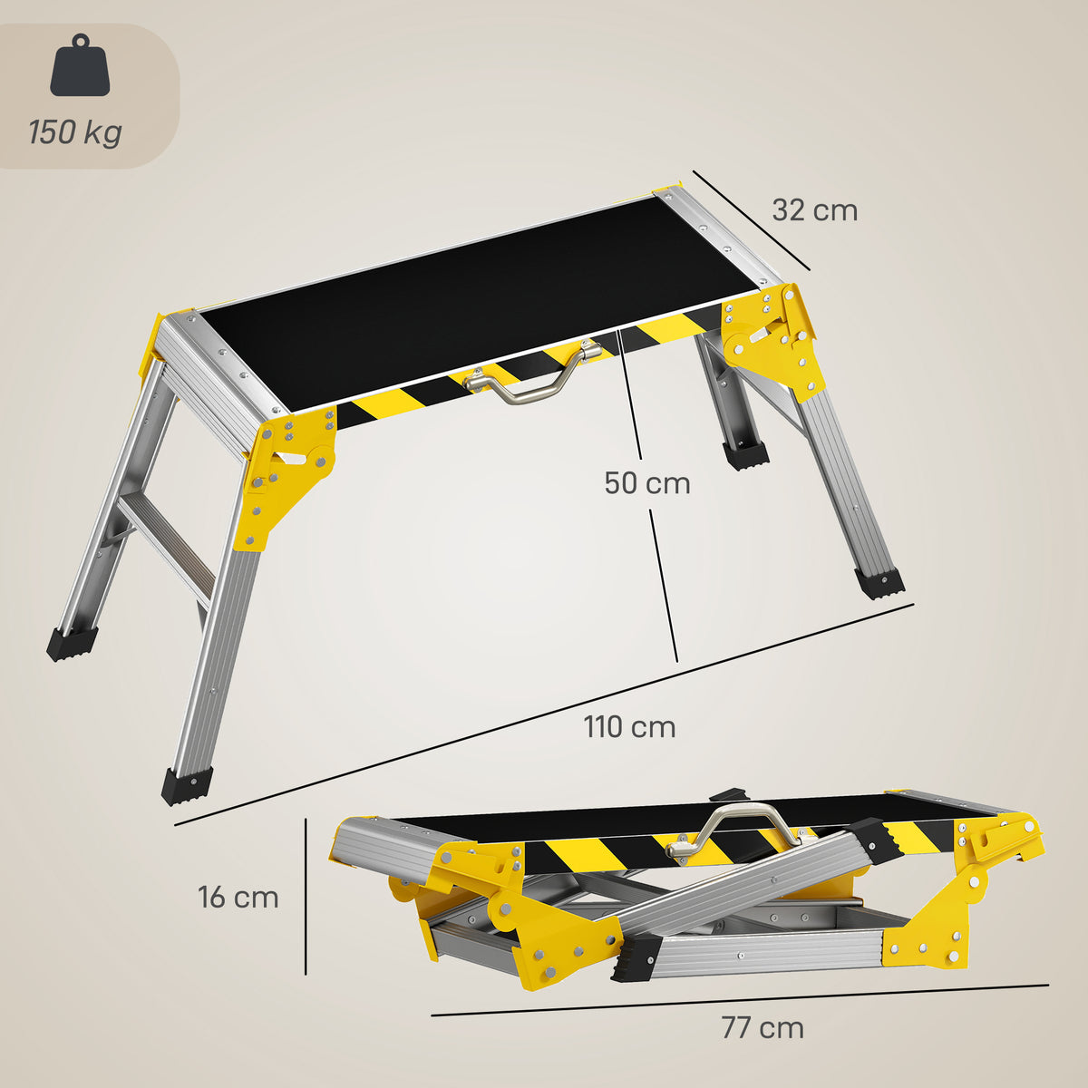 Work Bench, Foldable Aluminium Alloy Tool Stand with Handle, Non Slip,