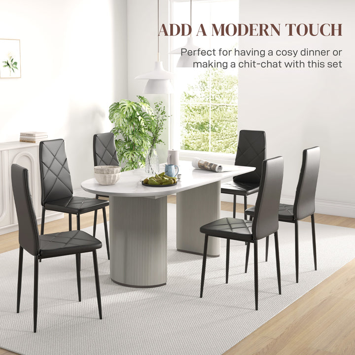 Set of 6 Faux Leather Dining Chairs - Black