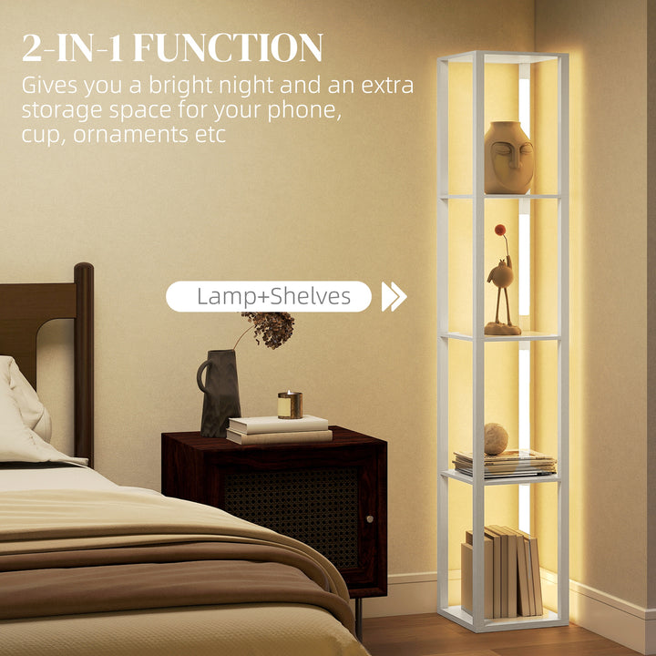 Floor Lamp with Shelves and 3 Brightness Levels - White