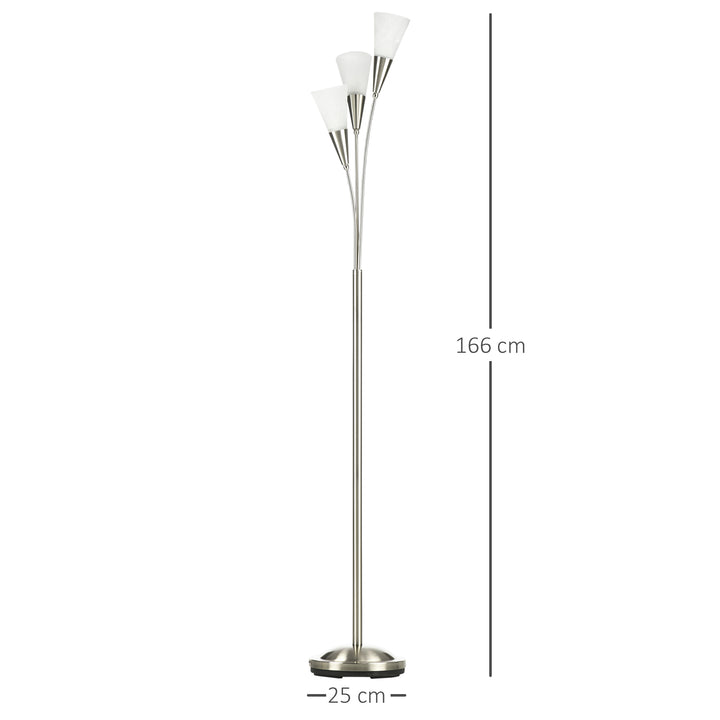 MCL 3-Light Upright Floor Lamps for Living Room, Modern Standing Lamp for Bedroom with Steel Base, Bulb not Included, Silver