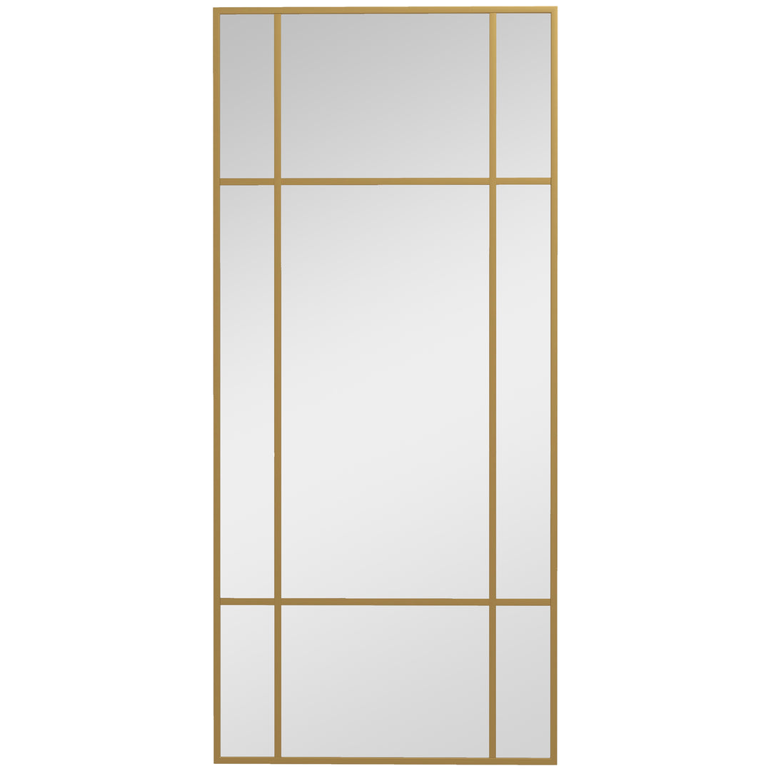 Decorative Grid Wall Mirror, with Back Hooks - Gold Tone