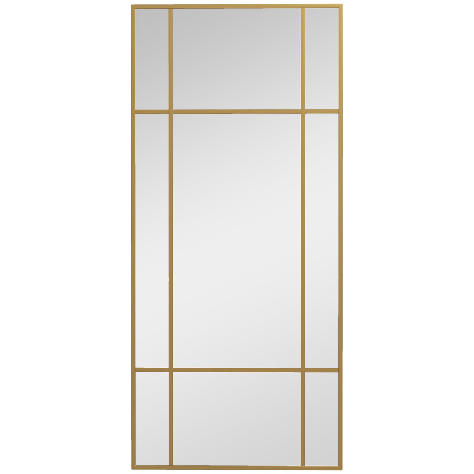 Decorative Grid Wall Mirror, with Back Hooks - Gold Tone