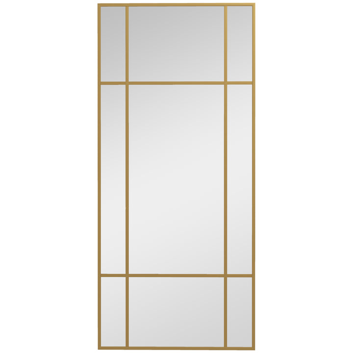 Decorative Grid Wall Mirror, with Back Hooks - Gold Tone