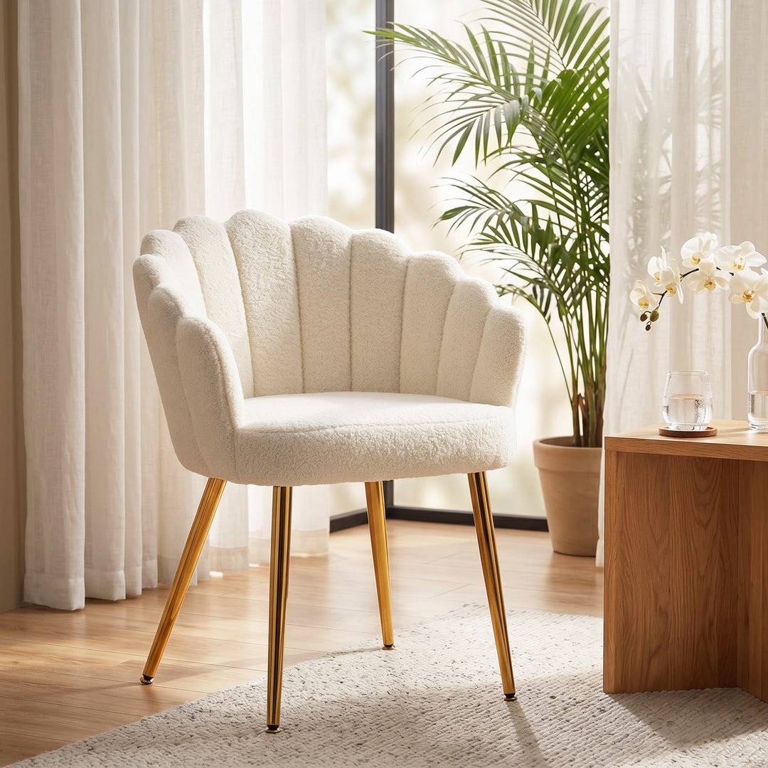 Lounge Chair Petal-Back Armchair Metal Metal Legs for Living Room Bedr