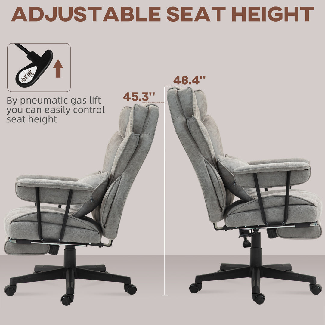 Executive Office Chair, Ergonomic Desk Chair with Foot Rest, Lumbar Support, Reclining Function and Wide Seat, Grey