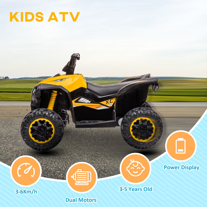 12V Ride-On Quad Bike w/ Music, Horn, for Ages 3+ Years - Yellow