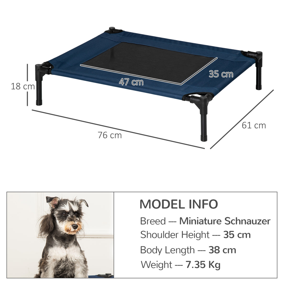 Raised Dog Bed Cat Elevated Lifted Puppy Pet Elevated Cot Portable Camping Basket – Blue (Medium)