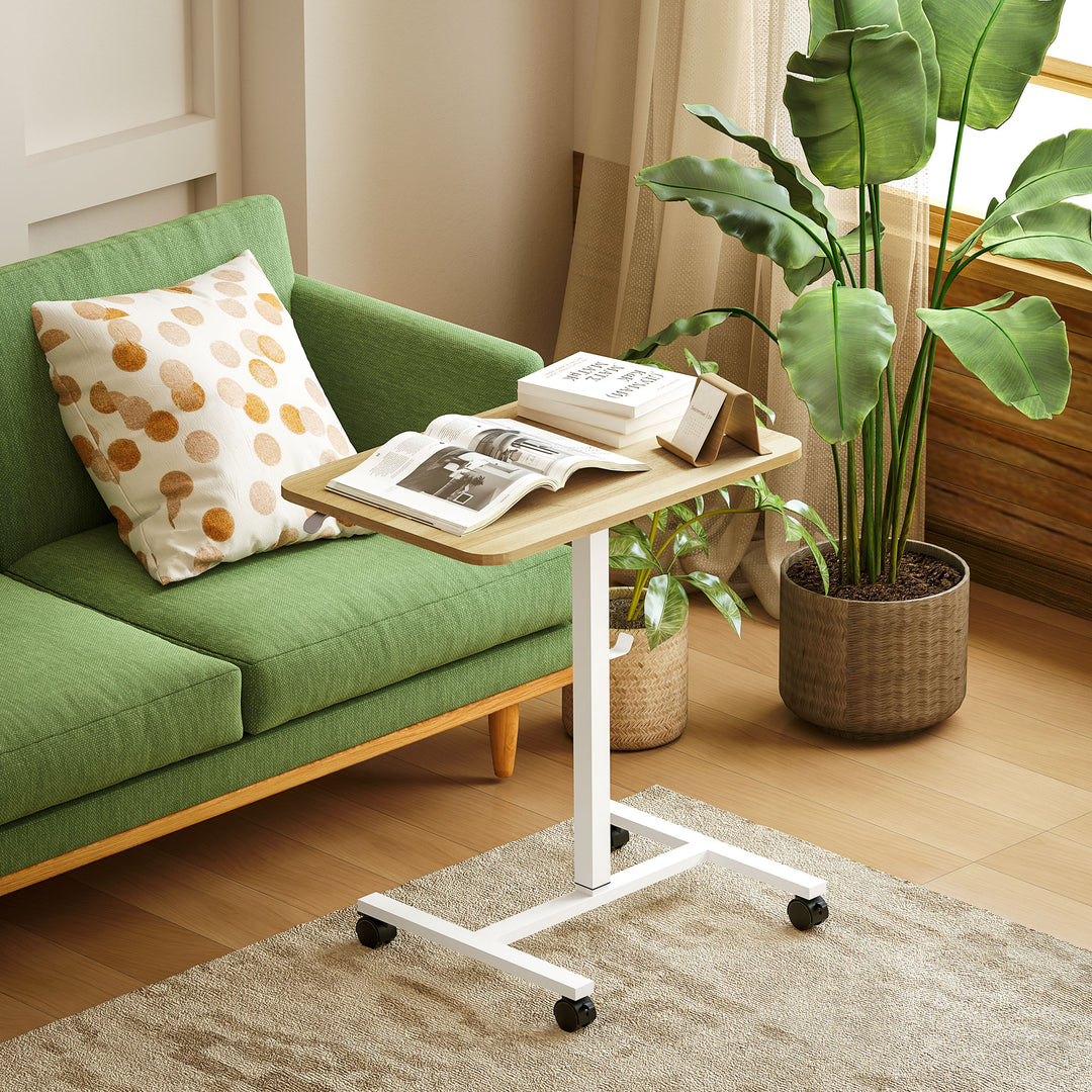 75-115cm Manual Adjustable Sit-To-Stand Desk - White/Wood-Effect